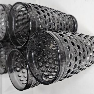 Set of 5 Vintage Black Bubble Glass Tumblers